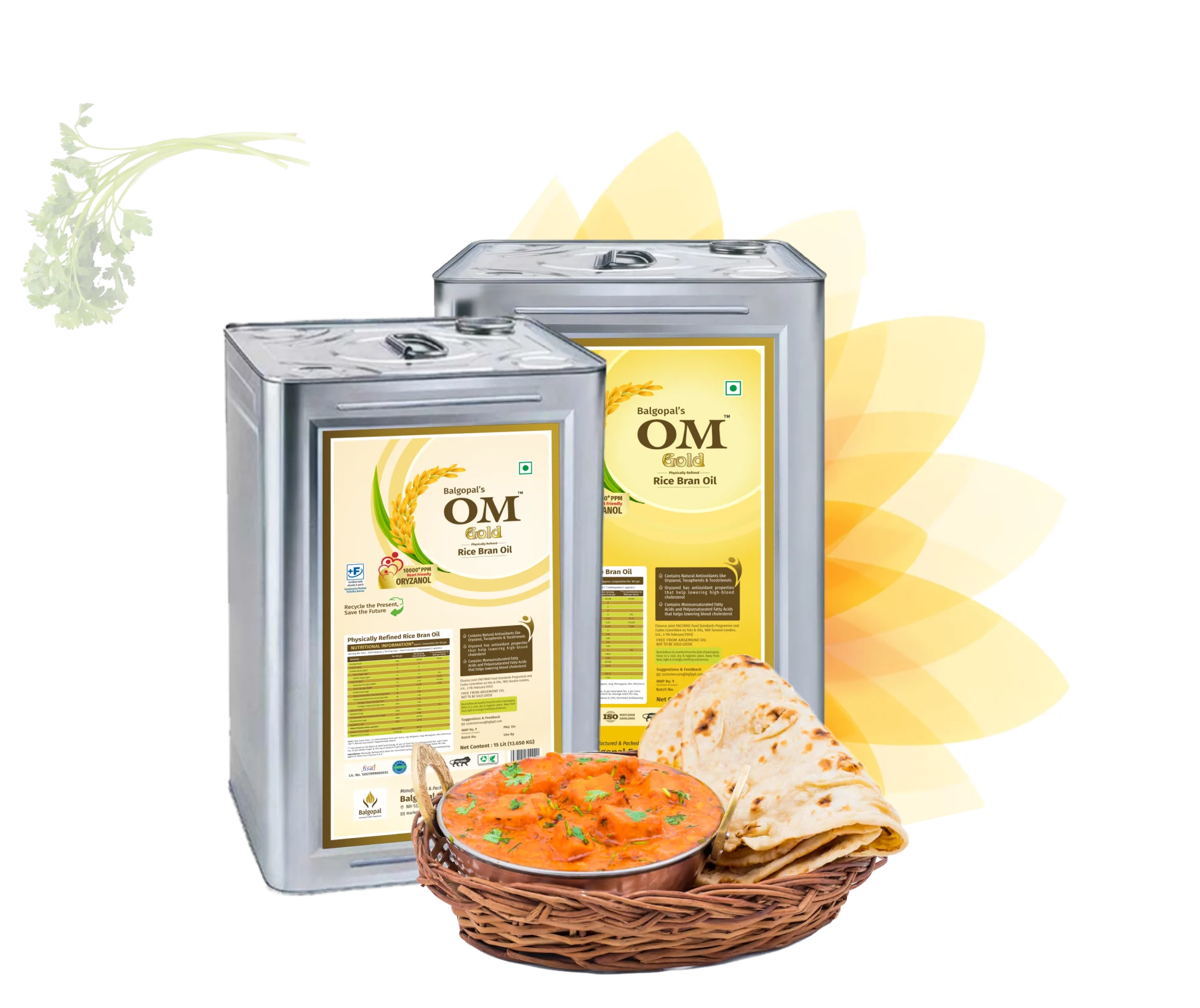 Om Gold Rice Bran Oil | 15 kg Tin